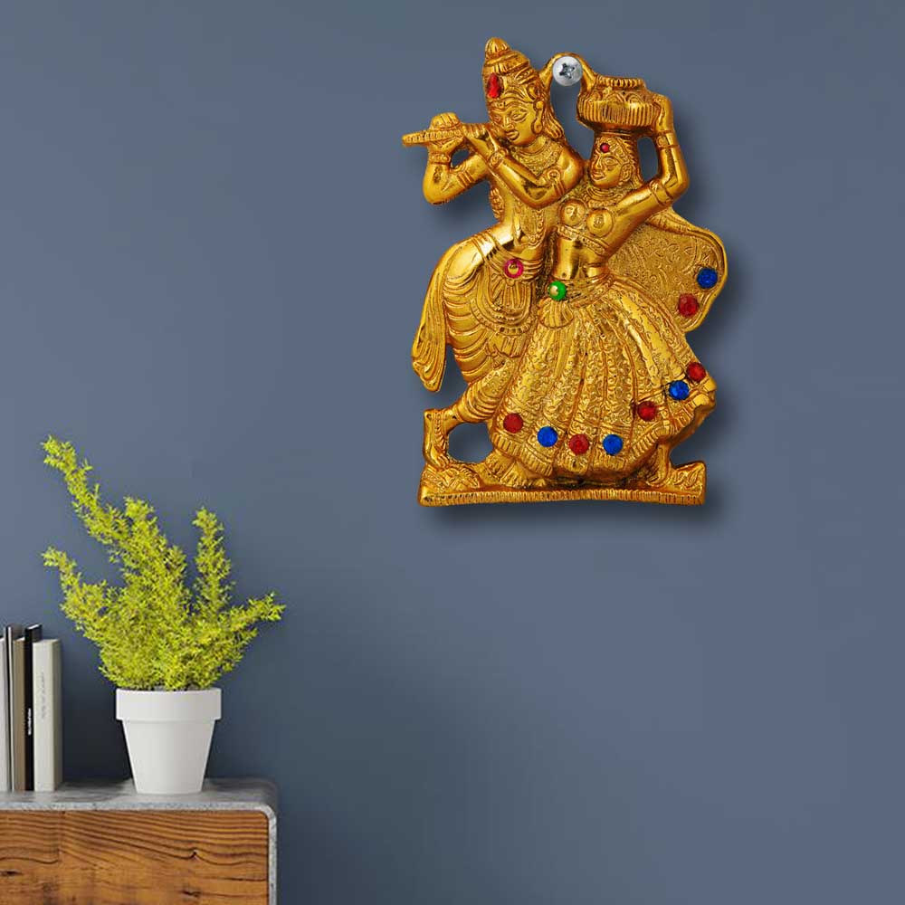 Buy Lord Radha Krishna Wall Hanging Online Call 8884243583 Golden